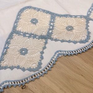 Handmade linen – cotton blend, crocheted, embellished, pillowcase, vintage